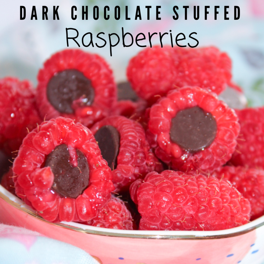 Dark chocolate stuffed raspberries